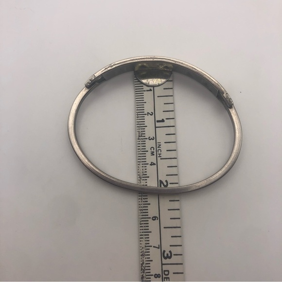 VTG Sterling Silver & Abalone Inlay Pinch Bracelet 6.6” / 2.1” Diameter - Picture 10 of 10